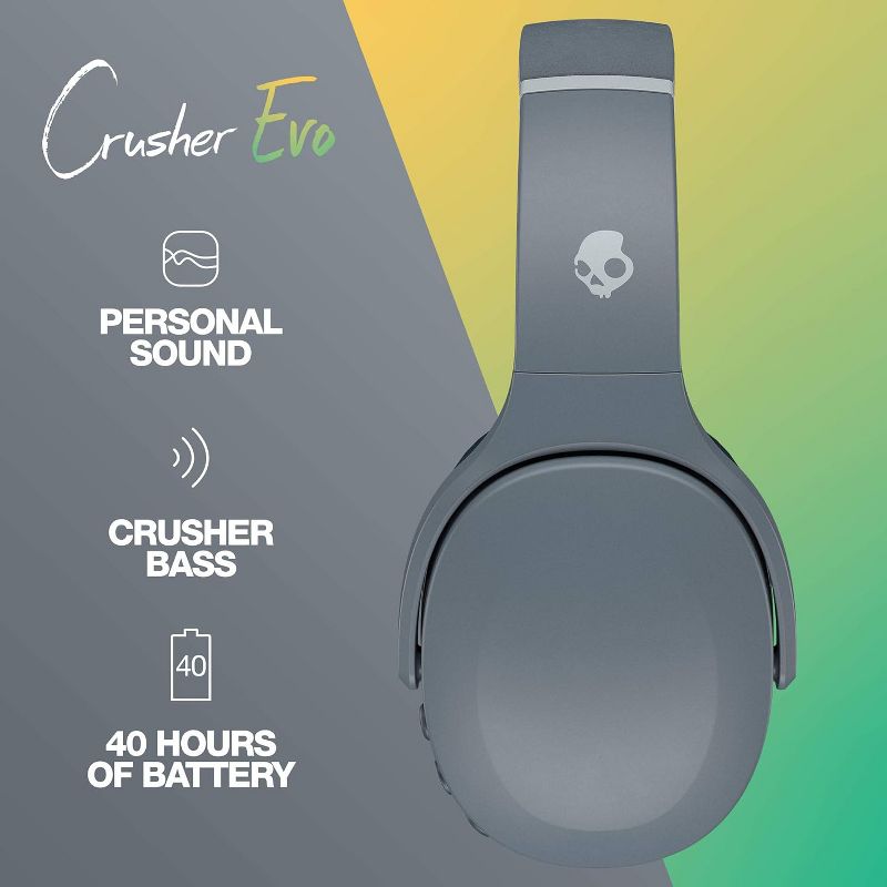 Skullcandy Crusher Evo Wireless Over-Ear Bluetooth Headphones, 4 of 8
