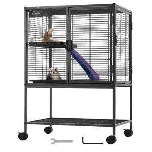 VEVOR 34" Rolling Metal Ferret Cage, Large 2-Tier Critter Nation Cage, Small Animal Cage with Ramps & Tray, Easy to Set up for Pet Rats, Hamster - 1 of 4