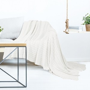 PiccoCasa Cotton Cable Soft Couch Decorative Knitted Throw Blanket 1 Pc - 1 of 4