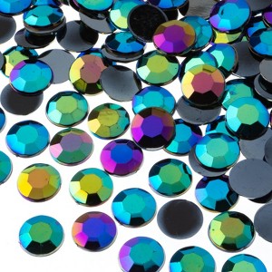John Bead 400-Piece 12mm (SS50) Black AB Acrylic Round Flat Back Rhinestones - 1 of 4