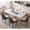 Modern Faux Leather Upholstered Dining Room Chair Set of 2,Armless Home Office Padded Chairs,Side Chairs,Wooden Kitchen Dining Chairs-Cuddlewood - 2 of 4