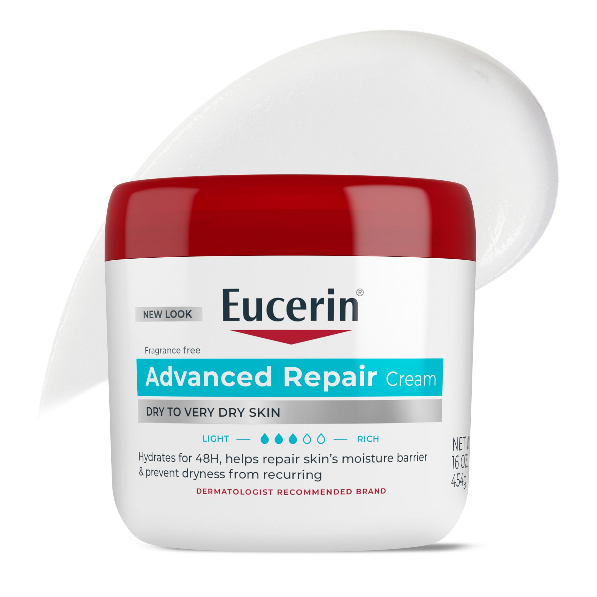 Eucerin Advanced Repair Fragrance Free Body Cream for Dry Skin Unscented - 16oz