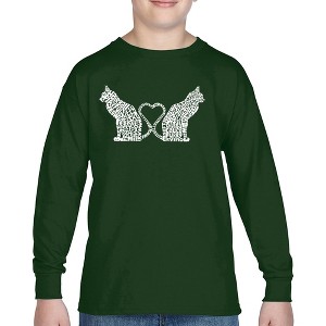 LA Pop Art Cat Tail Hearts - Boy's Word Art Long Sleeve T-Shirt - 1 of 4