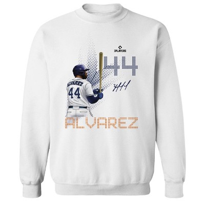 MLBPA Men's Alvarez Pw Licensed Houston Astros Jordan Alvarez Houstondynamic Pose 44 Long Sleeve Graphic Cotton Pullover Sweatshirt - White XL