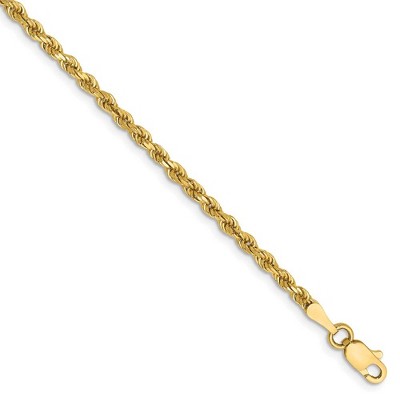 Black Bow Jewelry 2.25mm 14k Yellow Gold Diamond Cut Solid Rope Chain Bracelet