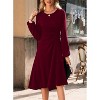 Women's Long Sleeve Ruched Waist Flowy A Line High Low Midi Cocktail Party Dress - 2 of 4