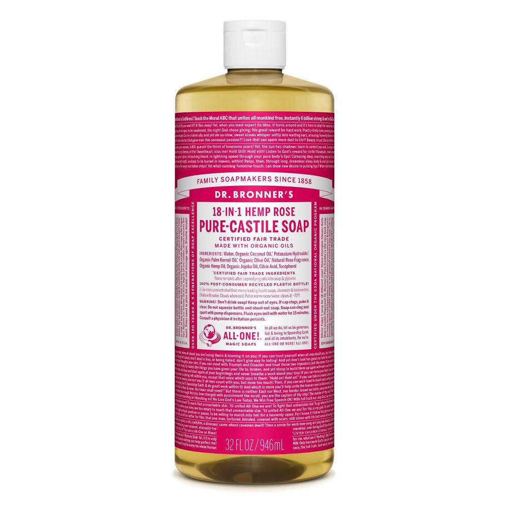 Dr. Bronner's Rose Pure-Castile Liquid Soap - 32oz