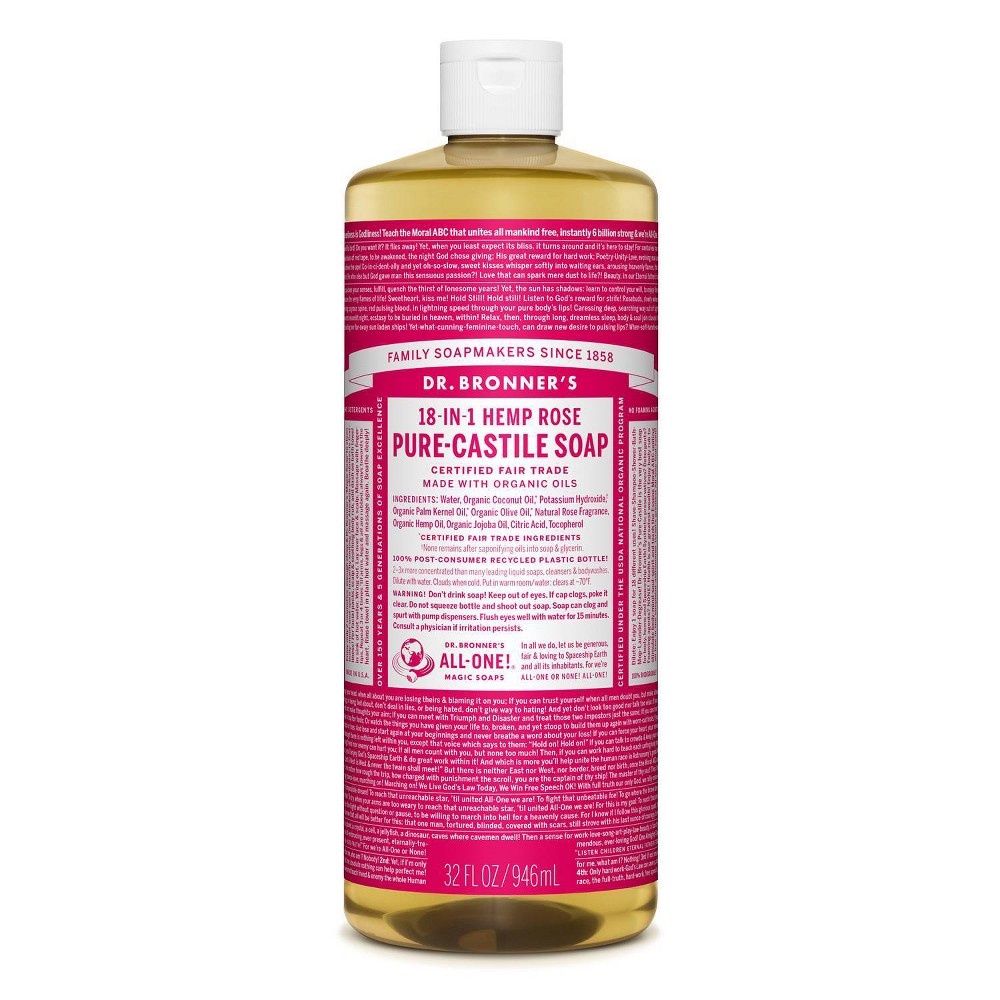 Dr. Bronner's Rose Pure-Castile Liquid Soap - 32oz