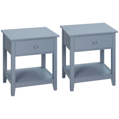 Tangkula 2-piece Retro Side End Table Rectangular Nightstand With 2 ...