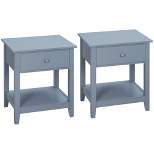 HOMCOM Side Table, Modern End Table with Storage Drawer and Shelf, Nightstand for Bedroom, or Living Room, Set of 2, Gray