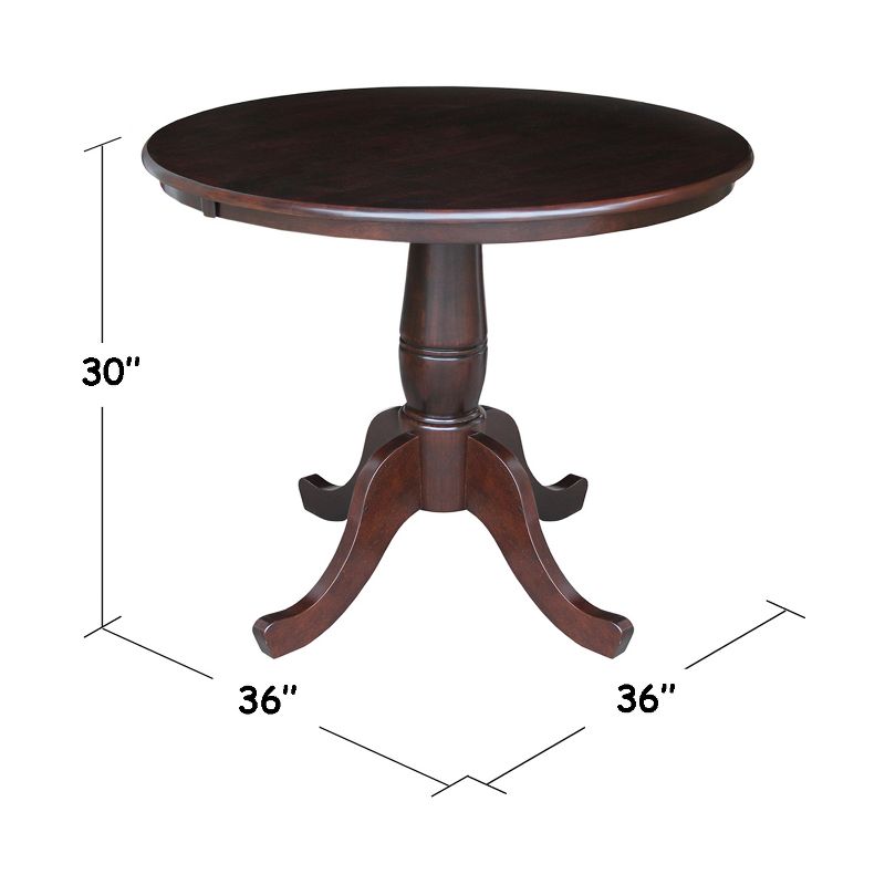 36&#34; Round Top Pedestal Dining Table Dark Brown - International Concepts, 3 of 5