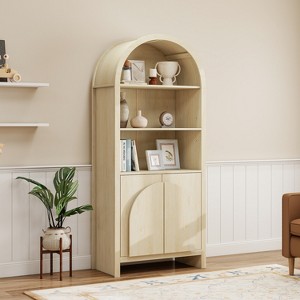 70.2in Tall Arched Storage Display Cabinet, Kitchen Pantry with Adjustable Shelves, Versatile Cupboard for Dining Room Living Room - 1 of 4
