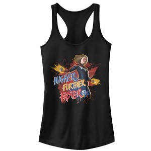 Juniors Womens Marvel Captain Marvel Faster Stars Racerback Tank Top - 1 of 4