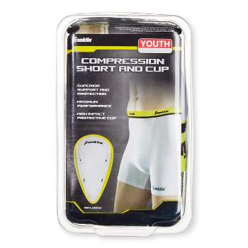 Franklin Sports Youth Compression Short with Cup - White L/XL