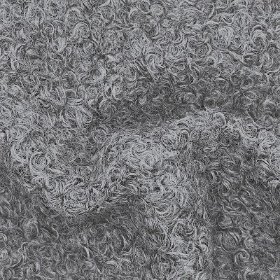 Thimble-Shaped Gray Sherpa Fabric Round Ottoman
