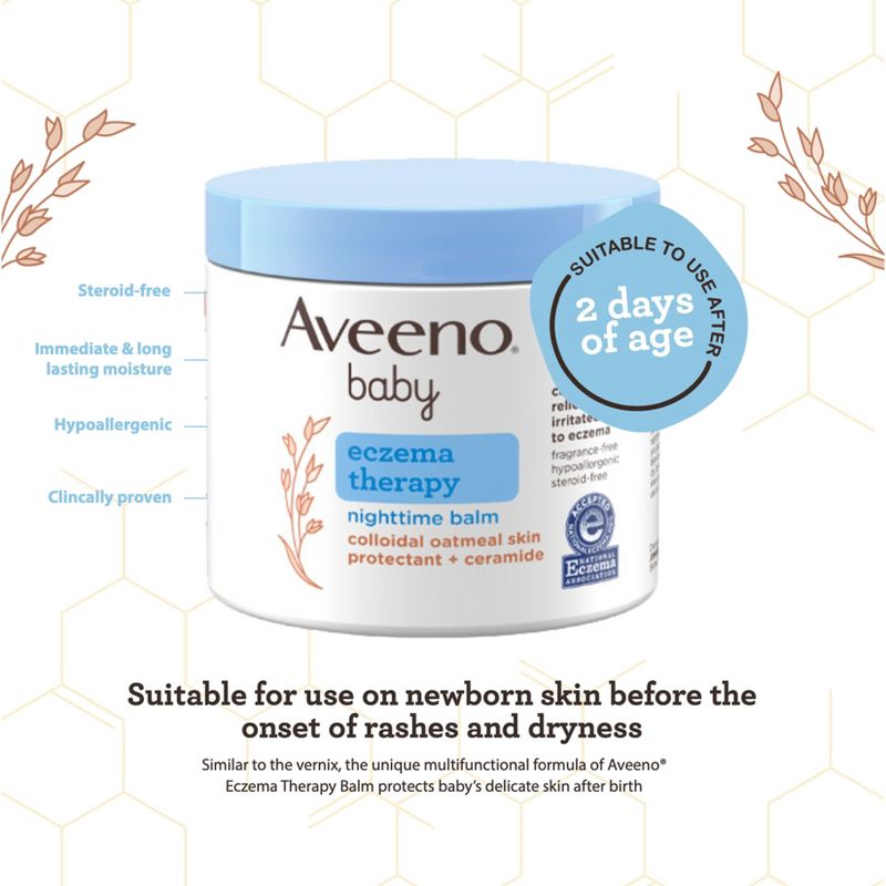 Aveeno Baby Eczema Therapy Nighttime Moisturizing Balm, Soothes &#38; Relieves Dry, Itchy Skin -11oz, 4 of 10