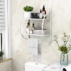 Tangkula Wall Mount 2 Tier Bathroom Shelf with Bars Chrome Bathroom Shelf Home Toilet Double Layer Shelf Rustproof Chrome Shelf White - 2 of 4