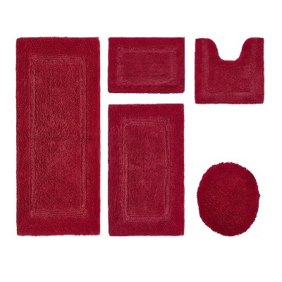Lux Premium 100% Cotton Tufted Solid Reversible 5 PC Bath Rug Set – Ultra-Soft, Water-Absorbent, Durable, Machine Washable Bathroom Rug