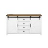 55.1"W Farmhouse Sideboard with Sliding Barn Doors, 4 Drawers & Built-In Power Outlet, Wood Buffet Storage Cabinet - ModernLuxe - 4 of 4