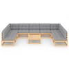 vidaXL 10 Piece Patio Lounge Set with Cushions Solid Wood Pine - Natural With Cushion - 3 of 4