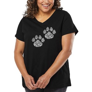LA Pop Art Women's Word Art V-Neck - Cat Mom - 1 of 4