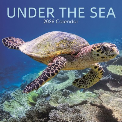 2026 Square Wall Calendar, Under the Sea, 16-Month Natural World Theme with 180 Reminder Stickers (12x12 In)