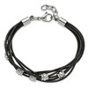 Black Bow Jewelry Multi Strand Black Leather Stainless Steel Bead Bracelet, 7.5 Inch - image 4 of 4