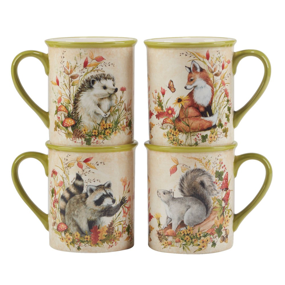 Photos - Glass Certified International Set of 4 18oz Woodland Critters Mugs 