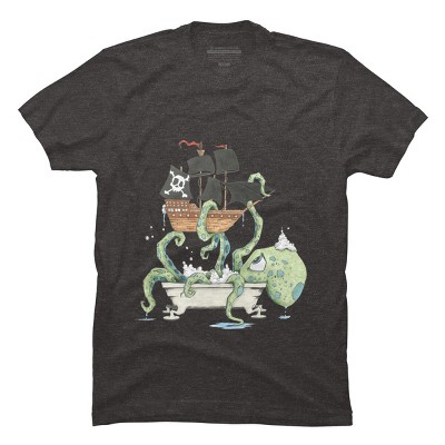 Men's Design By Humans Kraken in the Tub By Handclones T-Shirt