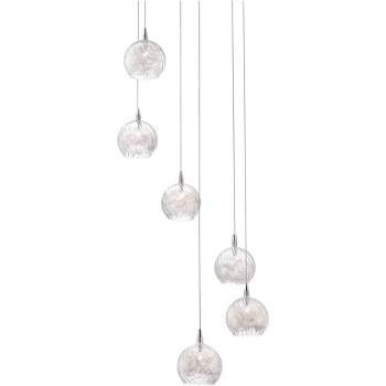 Possini Euro Design Wired Chrome Multi Light Pendant Chandelier 18" Wide Modern Clear Art Glass for Dining Room House Foyer Kitchen Island Entryway
