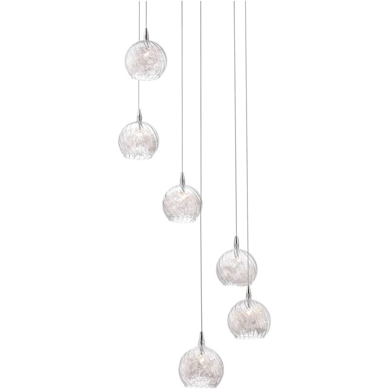 Possini Euro Design Wired Chrome Multi Light Pendant Chandelier 18" Wide Modern Clear Art Glass for Dining Room House Foyer Kitchen Island Entryway, 1 of 8