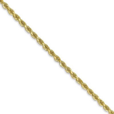 Black Bow Jewelry 2.5mm 10k Yellow Gold Solid Diamond Cut Rope Chain Necklace