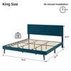 Queen Size Bed Frame with Velvet Upholstered Headboard, Platform Bed with Solid Wood Slats Support - 2 of 4