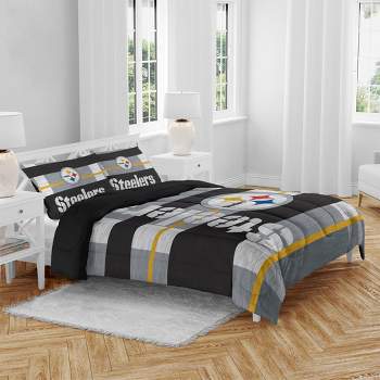 NFL Pittsburgh Steelers Heathered Stripe Queen Bed in a Bag - 3pc