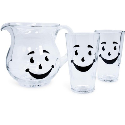 Toynk Kool-Aid Man 64-Ounce Glass Pitcher and Two 16-Ounce Pint Glasses