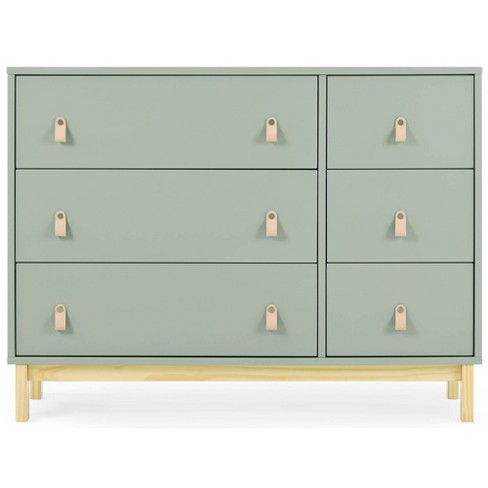 Babygap by Delta Children Legacy 6 Drawer Dresser with Leather Pulls & Interlocking Drawer - Sage/Natural