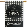 We Are Open Burlap House Flag Everyday Checkered 28" x 40" Briarwood Lane - 2 of 4