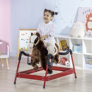 Whisen Kids’ Plush Ride-On Rocking Horse with Handles, Saddle, Stirrups, Rocker Horse Toy Gift for 3-8 Years Old - 1 of 4