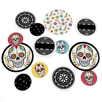 Big Dot of Happiness Day of the Dead - Party Giant Circle Confetti - Sugar Skull Party Decorations - Large Confetti 27 Count