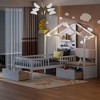 Twin Size House Bed with Upholstered Sofa House Bed with Charging Station Wireless Charging Shelves and Two Drawers White - 2 of 4