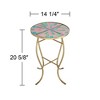 Teal Island Designs Modern Gold Round Outdoor Accent Side Table 14 1/4" Wide Pink Green Mosaic Tabletop for Front Porch Patio House Balcony - 4 of 4