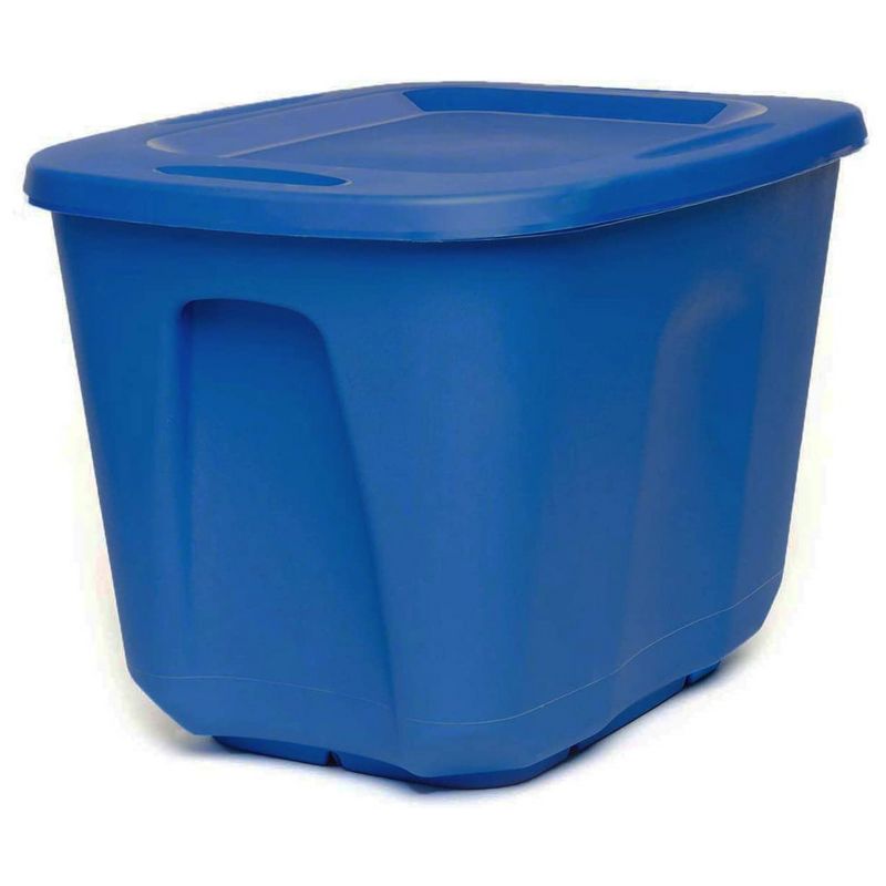 HOMZ 6610DWBLDC.04 10 Gallon Stackable and Nestable Heavy Duty Plastic Storage Container with 4 Way Handles, Capri Blue, (4 Pack), 3 of 8