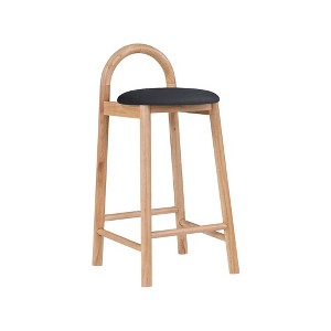Meridian Furniture,Calvin Black Vegan Leather Stool - 1 of 4