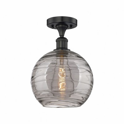 Athens Deco Swirl - 1 Light Semi-Flush Mount In Industrial Style-11.75 Inches Tall and 10 Inches Wide