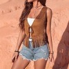 Coolmee Women's Cropped Fringe Vest Sleeveless Hippie Faux Suede Trim Western Cowgirl Tassel Jacket Cardigan - 4 of 4