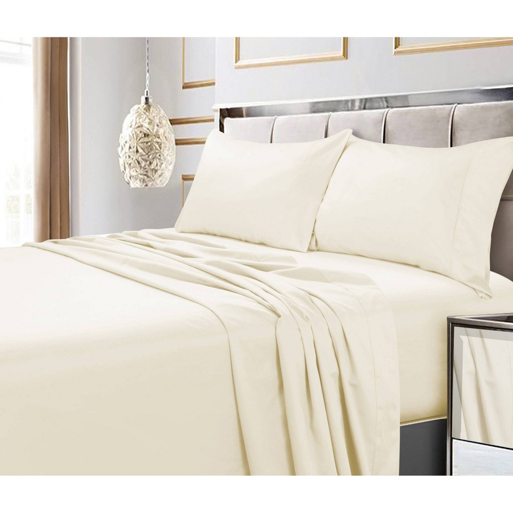 Photos - Bed Linen Queen 4pc 600 Thread Count Deep Pocket Solid Sheet Set Ivory - Tribeca Liv