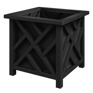 Pure Garden 15.5in Lattice Planter Box, Black - 1 of 4