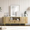 70" Fluted TV Stand with Curved Sliding Doors,Faux Marble Top Media Console, Adjustable Shelves Entertainment Center for Living Room,Bedroom - 3 of 4