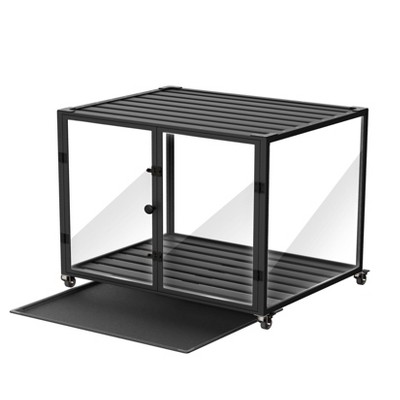 Artloge Modern Extra Large Heavy Duty Dog Crate Tempered Glass Pet Cage with Anti-Rust Aluminum Frame Lockable Casters & Spacious Interior