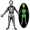 Joyfy Glow in The Dark Skeleton Costume for Kids | Glowing Bone Jumpsuit with Mask | Halloween Night, Trick or Treat Light Up Outfit - 2 of 4